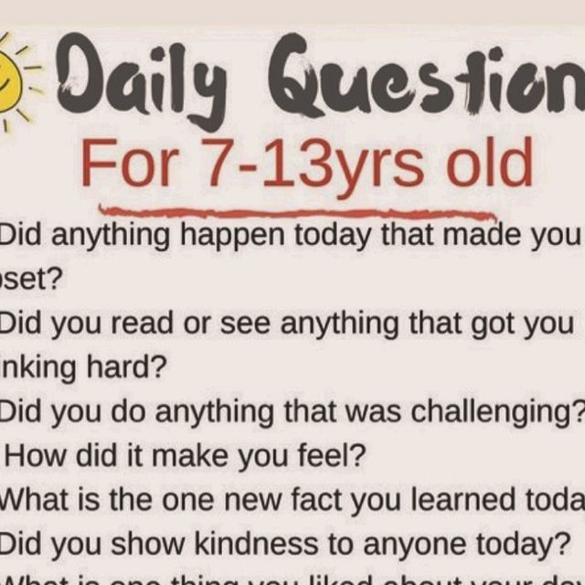 a sign that says daily question for 7 - 13yrs old