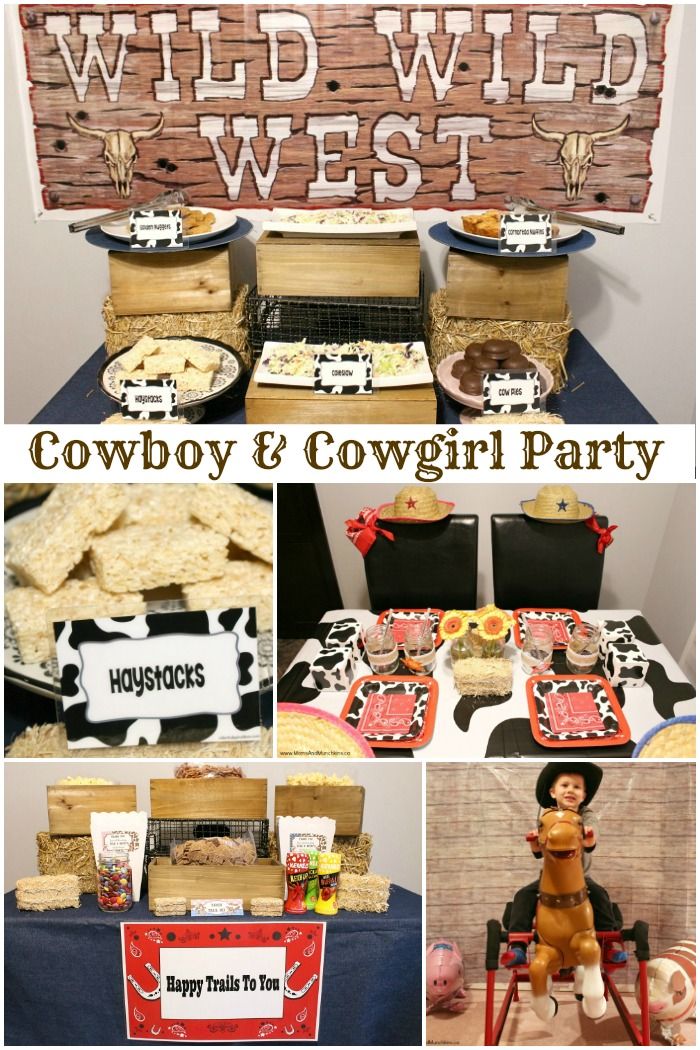 a cowboy themed birthday party with food and decorations