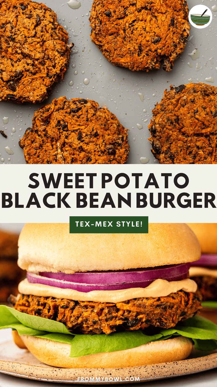 an image of sweet potato black bean burgers