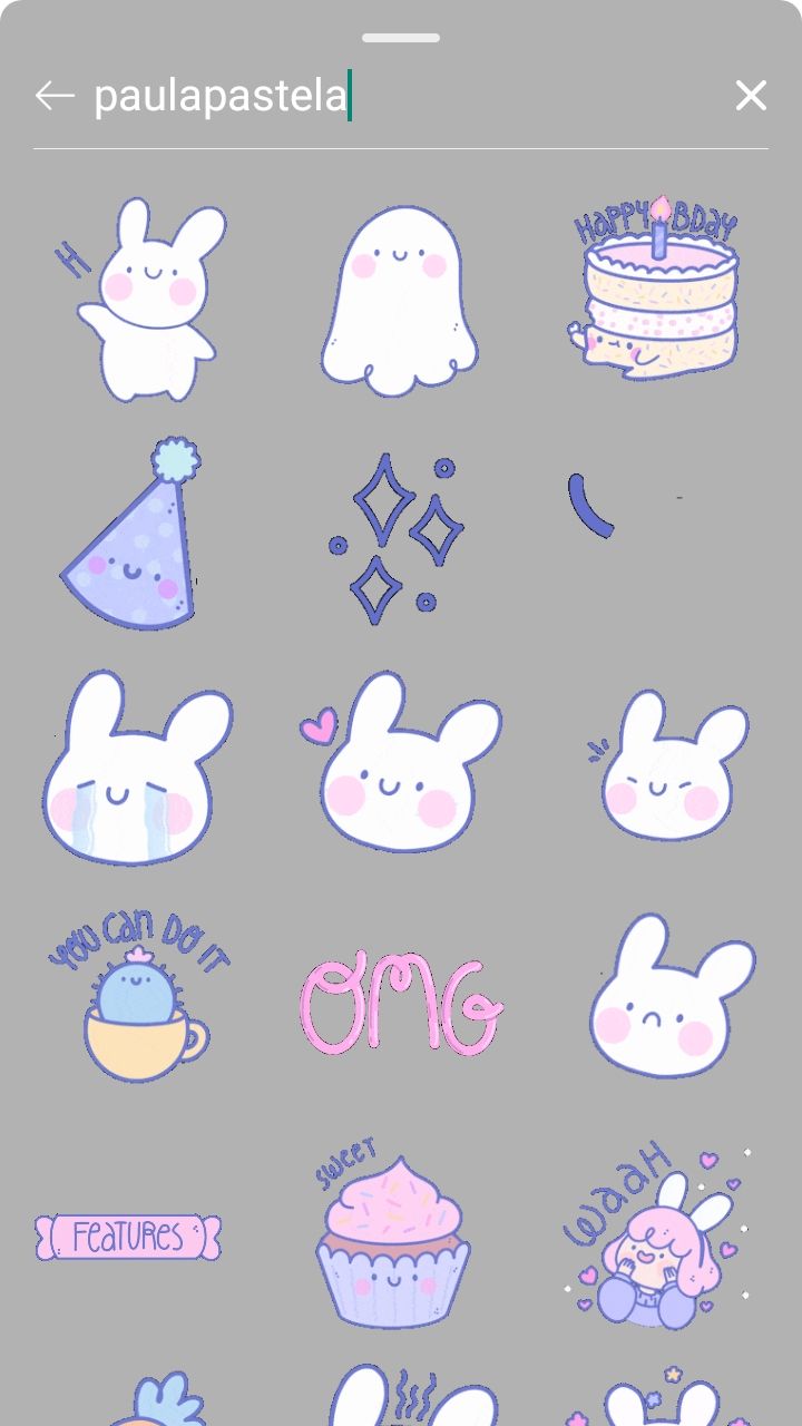 some stickers that are on the back of a cell phone, with an image of rabbits