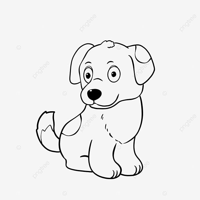 a cartoon dog sitting down coloring page