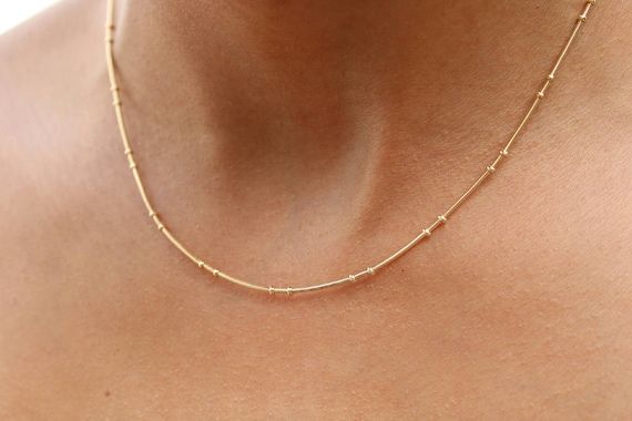 Satellite chain necklace Beaded snake chain 18k gold filled | Etsy Beaded Snake, Layering Jewelry, Crucifix Necklace, Metal Core, D F, Shell Jewelry, Layered Jewelry, Blue Necklace, Chain Ring