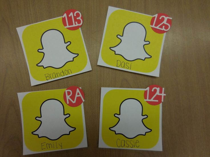 four stickers with the names and numbers of three different snapchabs on them