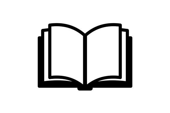 an open book on a white background with the text reading is written in black and white