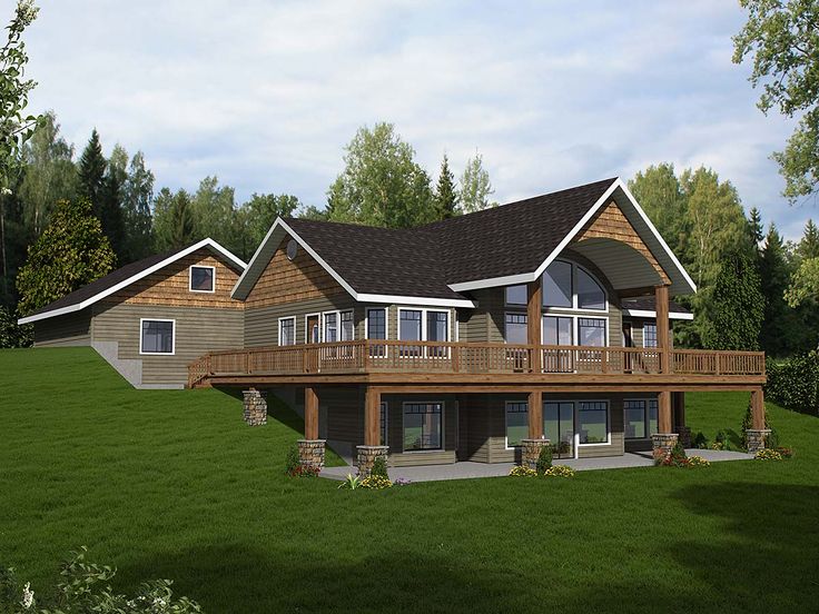 this is an artist's rendering of a house in the country side with porches