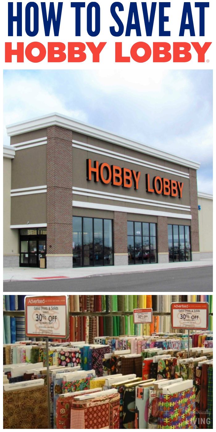 the front and side of a store with an advertisement for hobby lobby on it