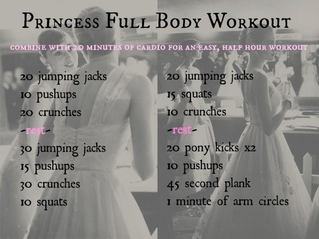 the instructions for how to do a princess full body workout