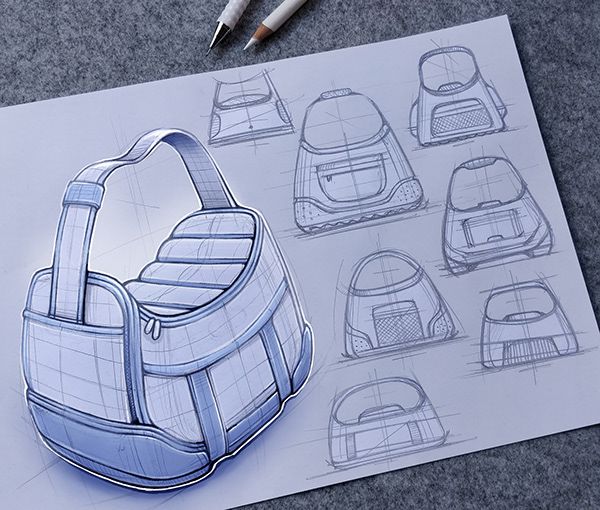 a drawing of a backpack on top of a piece of paper