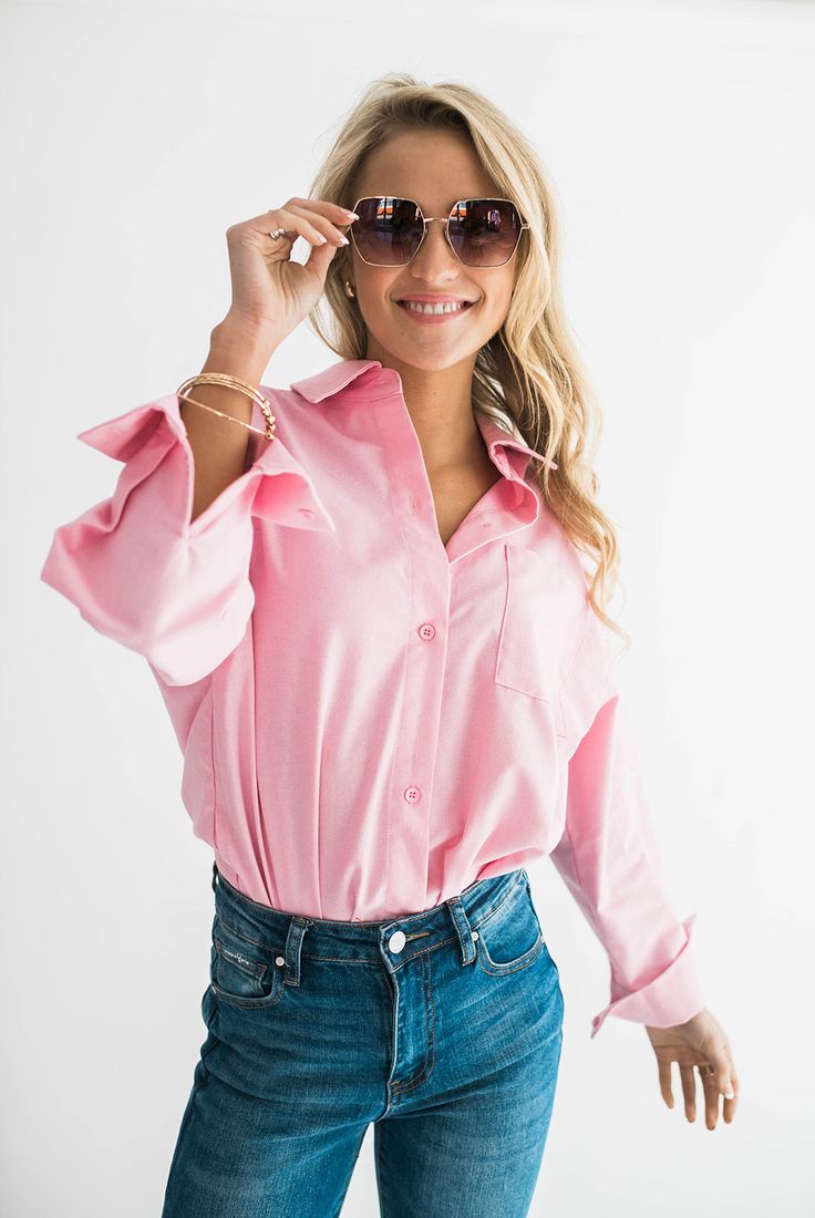 If your resolution is to dress well then you need to start with our Billie Tunic Shirt. Some wear it as a dress and some wear it as a shirt! The perfect shade of pink, a relaxed fit silhouette that looks oh so chic styled either way. Layer it with your favorite sweater or denim jacket or you can even leave it unbuttoned and wear it as a cover up over your fav bathing suit! *Because this shirt can be worn as both a dress and a shirt it has pockets. Size Chart Features: collared neckline relaxed f Dress Well, Favorite Sweater, Tunic Shirt, Bathing Suit, Bathing Suits, Chic Style, Nice Dresses, To Start, Denim Jacket