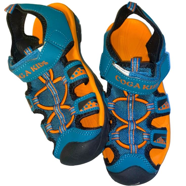 Brand New Coga Kids Sandals, Size 1.5 Blue Breathable Open Toe Sandals, Breathable Blue Sandals For Vacation, Breathable Blue Sandals For Beach, Blue Round Toe Sandals For Outdoor Activities, Blue Breathable Slip-on Sandals, Sporty Blue Flip Flops With Round Toe, Blue Non-slip Sandals For Outdoor Activities, Blue Sporty Non-slip Flip Flops, Blue Sandals For Summer Outdoor Activities