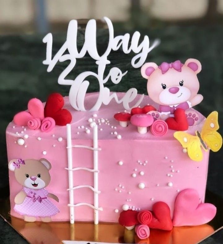 Bday Decoration At Home, Cake For 1st Birthday, Bday Decoration, Half Cake, Wedding Cake Designs Simple, Half Birthday Cakes, Cake Designs For Girl, Bachelorette Cake, Small Birthday Cakes