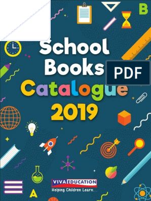 the book cover for school books catalogue 2019, with colorful images and text on it