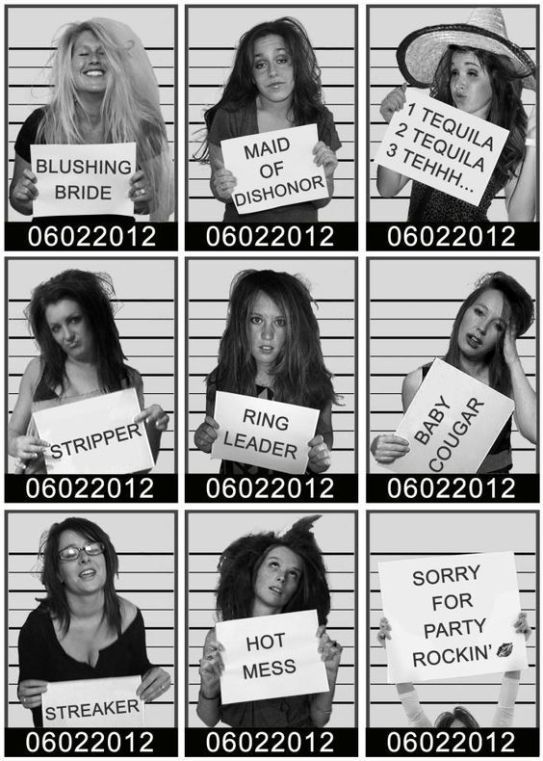 the mugshots are holding up signs for each other