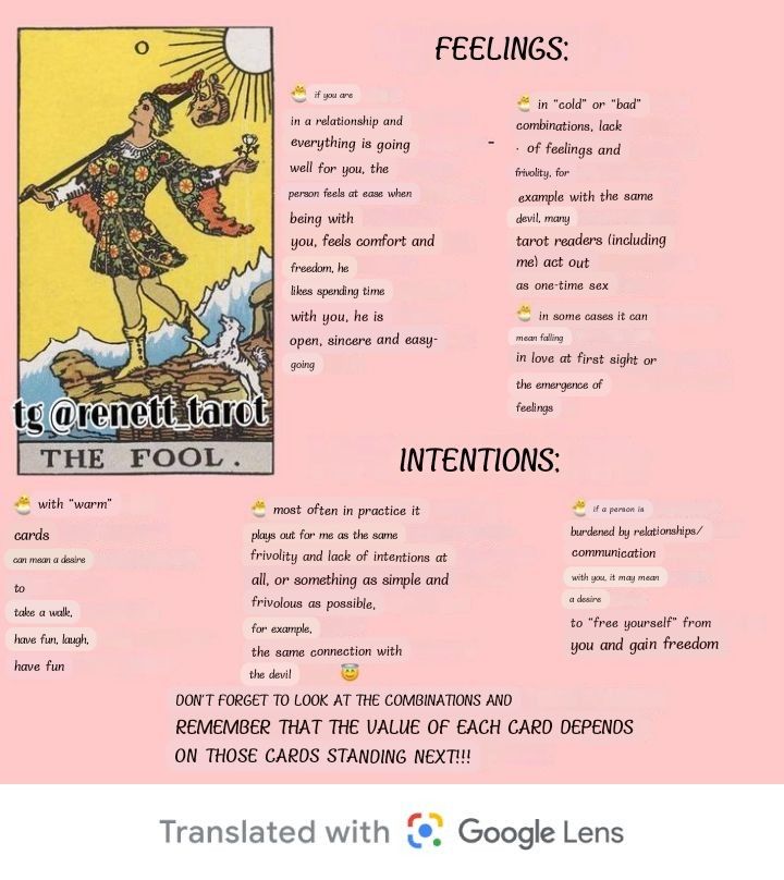 an image of the fool tarot card with instructions on how to read it and what to use it