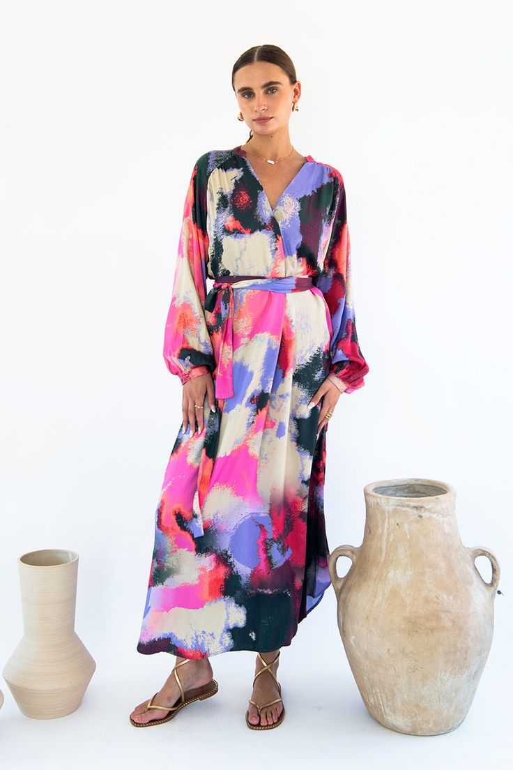 Sunita Maxi Dress - Print-Neu Nomads Pastel Abstract Art, Pastel Abstract, Women Of All Sizes, Spring Prints, Wedding Linens, Wedding Sale, Suits Coats, Jewel Tones, Printed Maxi Dress