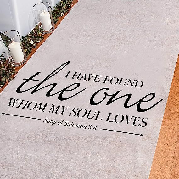 a white rug with the words i have found the one whom my soul loves on it