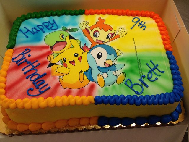 a birthday cake with pokemon characters on it