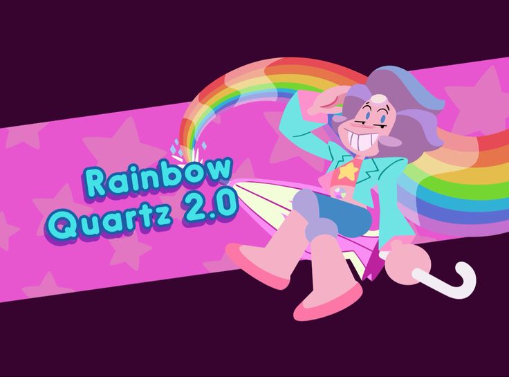 a cartoon character is flying through the air with a rainbow in his hand and stars around him