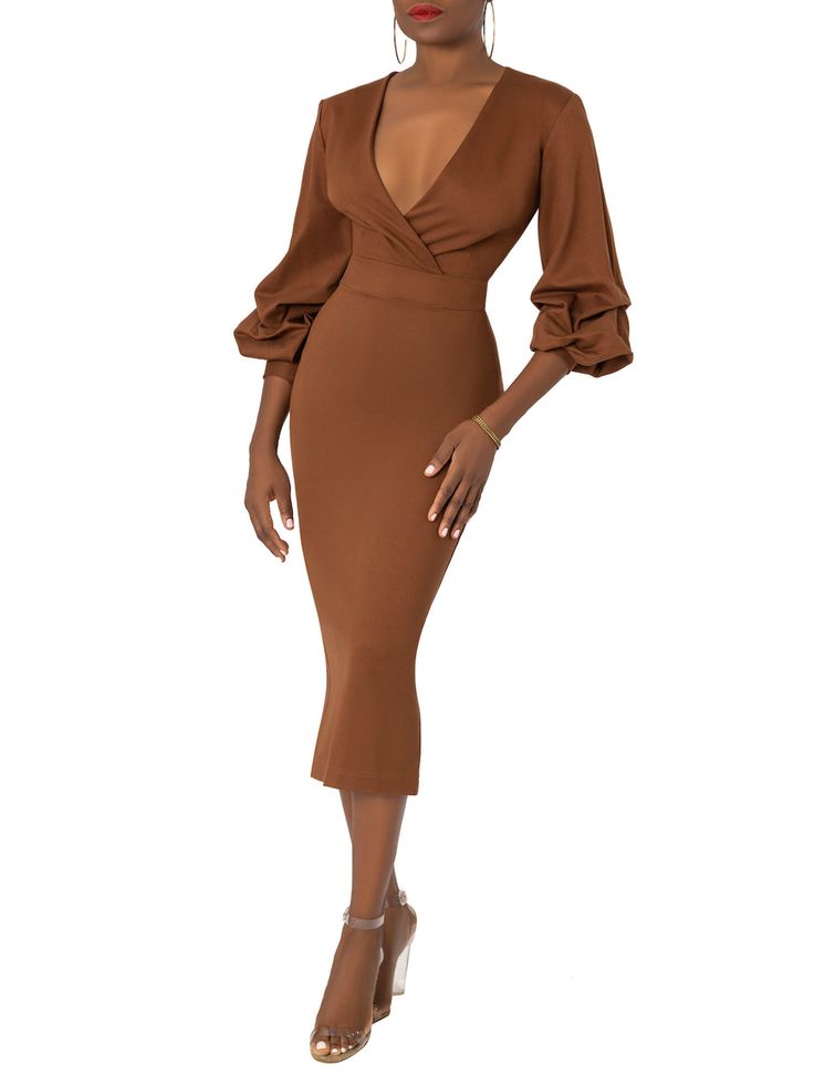 “Marianna” Brown Midi Dress – FKSP Teal Kimono, Tea Party Attire, Gold Midi Dress, Bishop Sleeve Dress, Brown Midi Dress, Collar Jumpsuit, African Prom Dresses, The Special One, One Shoulder Midi Dress