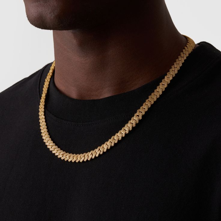 Featuring hundreds of the coldest, AAA-grade stones, the ICED Prong Link Cuban commands attention like nothing else. The sharp, clean-cut 18K gold links are tightly interlocked, designed to sit flat on your neckline while delivering a shine that rivals even the finest diamonds. Finished with our iconic snap-proof clasp and scratch-resistant protection, this cuban chain is built to handle whatever comes your way—always CRAFTD to last. Peace of Mind: Lifetime Warranty Included Gold Cuban Link Modern Jewelry, Modern Gold Cuban Link Jewelry, Gold Cuban Link Tennis Necklace, Yellow Gold Cuban Link Jewelry With Diamond Cut, Gold Cuban Link Tennis Necklace For Gift, 14k Gold Tennis Necklace, Ice Necklace, Pearl Shop, Cuban Link Chain