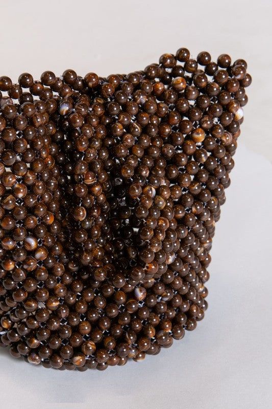 Brown Beaded Bag Crafted in A Bucket Shape with Small Top Handle. This cute bag can change your look from cute to chic easily for day to night look. Beaded Bucket Bag, Bohemian Bags, Funky Outfits, Bucket Bags, Satin Bags, Beaded Bag, Day To Night, To Night, Beaded Bags