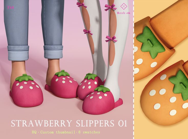 the strawberry slippers are designed to look like shoes