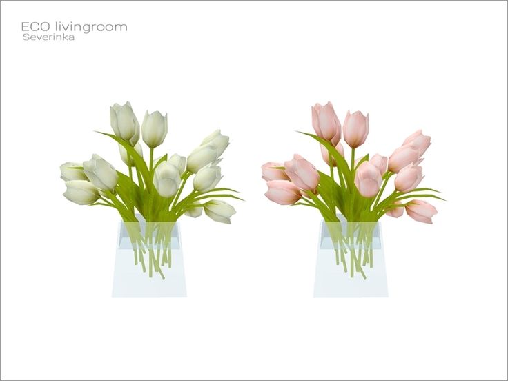 two vases filled with pink and white tulips on top of each other