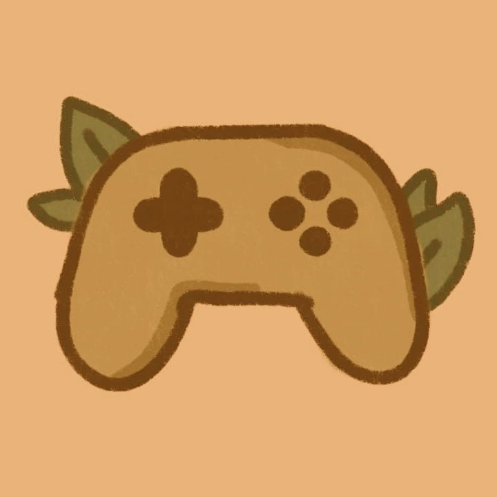 a video game controller with leaves on the top and bottom part of it's head