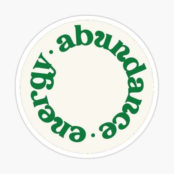 a green and white sticker with the words,