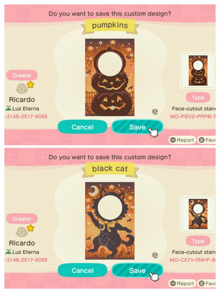 two screens showing the same design for each item in animal crossing, which is different colors and sizes