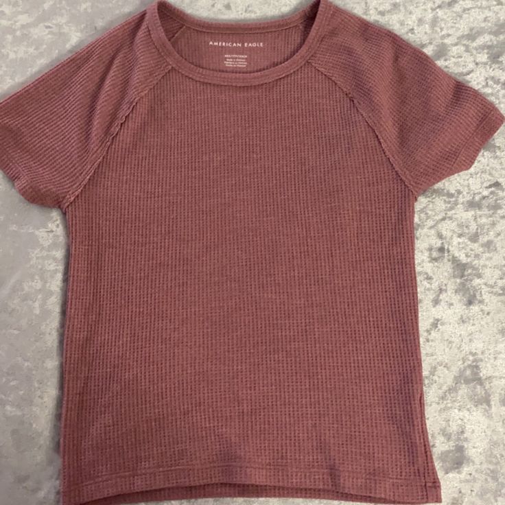 Cropped, Never Worn Casual Waffle Knit T-shirt For Spring, Casual Spring Waffle Knit T-shirt, Casual Pink Waffle Knit Top, Cute Ribbed Cotton Tops, Cute Ribbed Tops For Fall, Cute Ribbed Tops, Baby Tee, Infant Tees, American Eagle Outfitters