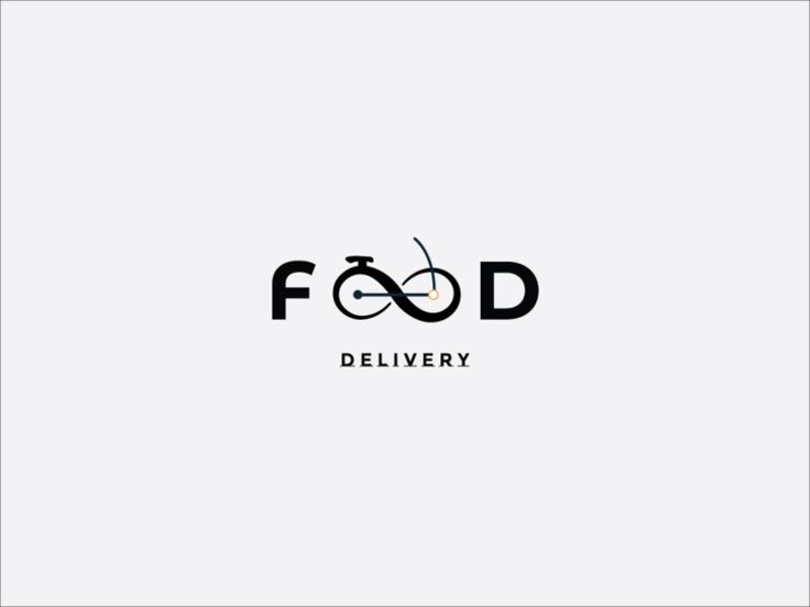 the logo for food delivery is shown in black and white, with an image of a fork