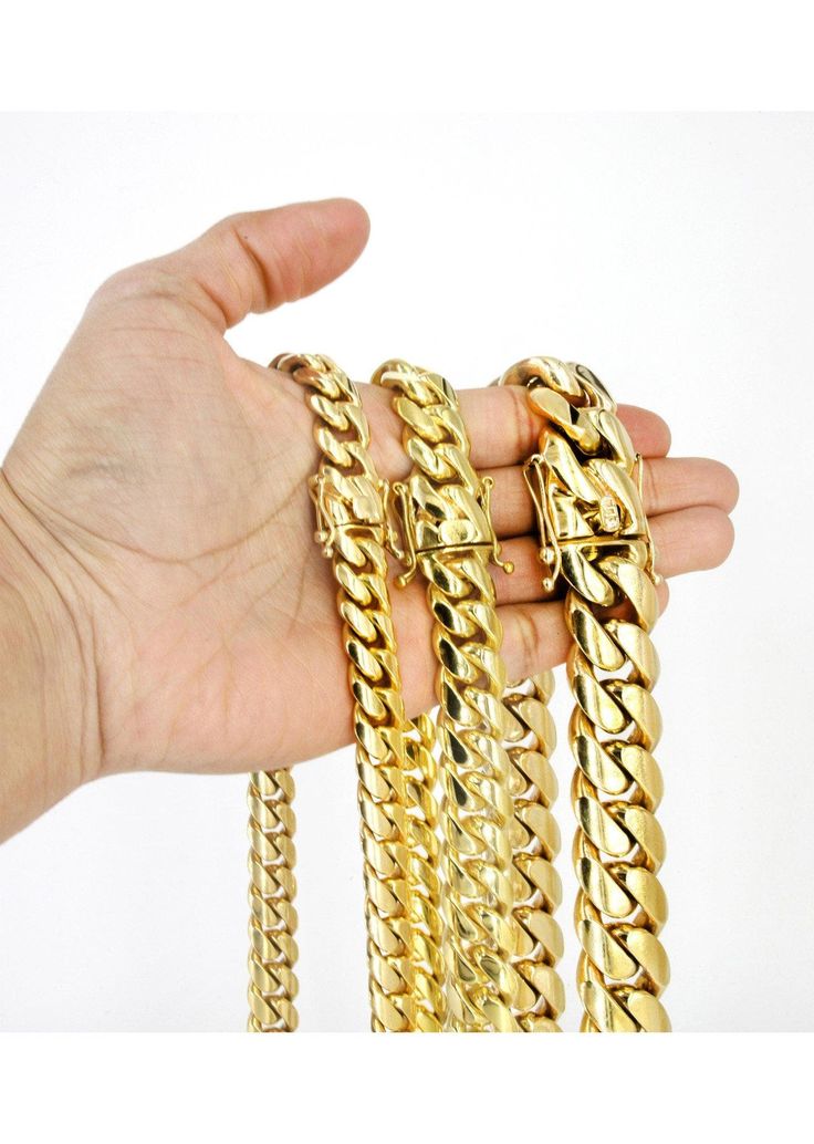 10mm Thick Miami Cuban Link Chain - Custom Solid Gold Cuban Chain Men, Xo Jewelry, Gold Earrings For Men, Real Gold Chains, Mens Diamond Bracelet, Miami Cuban Link Chain, Silver Chain For Men, Miami Cuban Link, Cuban Link Chain Necklaces