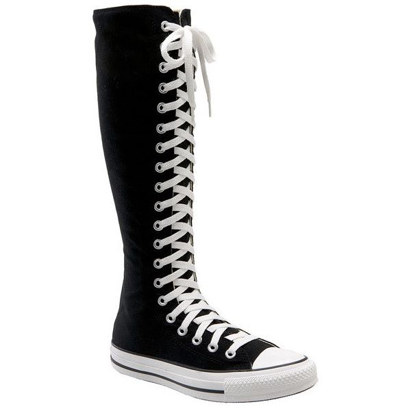 Converse Chuck Taylor® 'XX Hi' Knee High Sneaker ($70) ❤ liked on Polyvore featuring shoes, sneakers, converse, boots, laced shoes, fleece-lined shoes, lace up shoes, rubber sole shoes and converse footwear Black Converse Boots, Knee High Sneakers, Shoes Sneakers Converse, Knee High Converse, Converse Boots, Black Lace Shoes, Black Chuck Taylors, Dr Shoes, Girls Converse