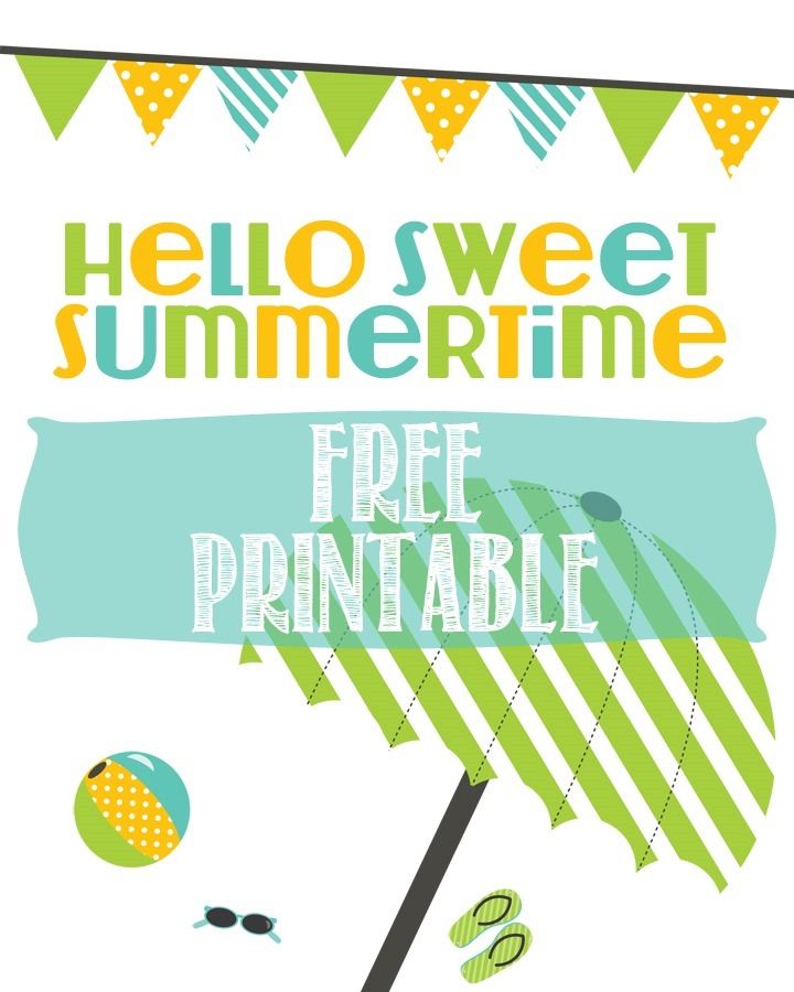 a poster with the words hello sweet summertime free printable and an umbrella on it