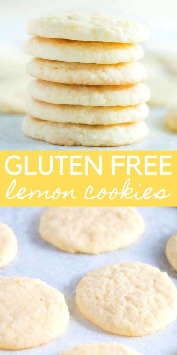 the gluten free lemon cookies are stacked on top of each other