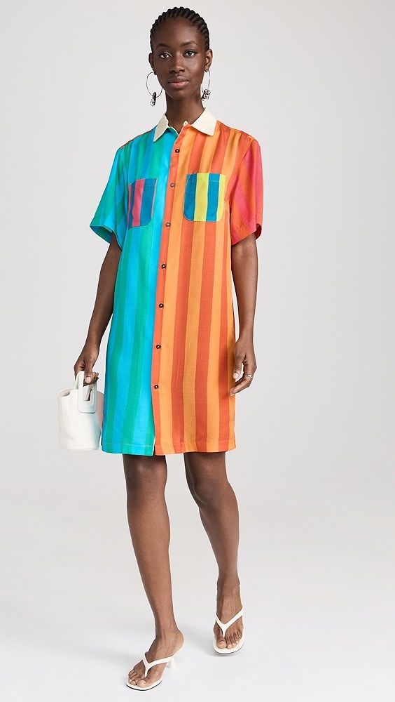 BruceGlen Stripe Shirt Dress | Shopbop Relaxed Fit Short Sleeve Shirt Dress With Placket, Short Sleeve Shirt Dress With Pockets For Beach, Casual Short Sleeve Rayon Shirt Dress, Striped Short-sleeved Shirt Dress For Vacation, Striped Short Sleeve Shirt Dress For Vacation, Multicolor Shirt Dress With Button Closure For Daywear, Short Sleeve Shirt Dress With Placket For Beach, Casual Multicolor Short Sleeve Shirt Dress, Casual Striped Short Sleeve Shirt Dress