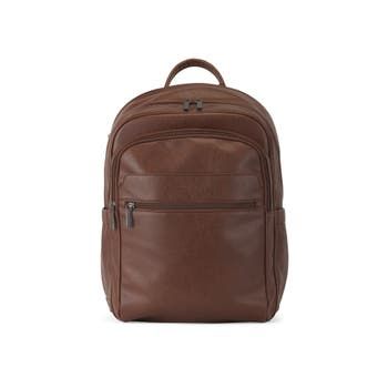 The Palermo Backpack, a perfect blend of sophistication, functionality, and cruelty-free elegance. Crafted with exquisite vegan leather, this backpack is a testament to your style and ethical values. Crafted from high-quality vegan leather, this backpack is designed for both comfort and functionality. It features padded back and shoulder straps, along with a ventilated back panel for enhanced comfort during prolonged use. A key leash ensures your keys are always within reach, while the padded co Classic Brown Backpack With Zipper Closure, Classic Cognac Backpack For Travel, Classic Cognac Travel Backpack, Brown Leather Backpack For Work, Brown Backpack For Work, Elegant Brown Leather Backpack For Everyday, Elegant Brown Leather Backpack For Daily Use, Classic Brown Backpack For Formal Occasions, Brown Leather Backpack For Formal Occasions