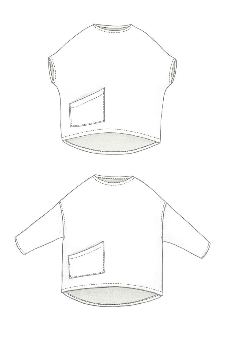 the front and back view of a t - shirt with an open pocket on it