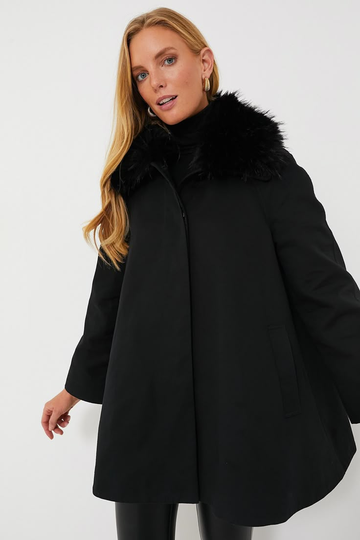 Fur Collar Cecile Swing Cape | Tuckernuck Winter Workwear Outerwear With Feather Trim, Elegant Faux Fur Outerwear For Work, Elegant Outerwear With Faux Fur Lining For Work, Elegant Workwear Outerwear With Faux Fur Lining, Classic Faux Fur Outerwear For Fall, Classic Fall Faux Fur Outerwear, Elegant Outerwear With Faux Fur Trim For Cold Weather, Chic Feather Trim Outerwear For Workwear, Chic Outerwear With Feather Trim For Work