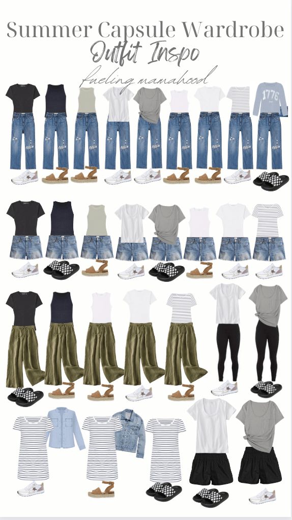 Womens Casual Capsule Wardrobe, 30 Day Capsule Wardrobe Summer, Spring Capsule Outfits 2023, Daily Uniform Outfit, Casual Style Wardrobe, Summertime Capsule Wardrobe, Capsule Wardrobe For Blondes, Summer Fashion 2024 Mom, Time Capsule Travel Wardrobe