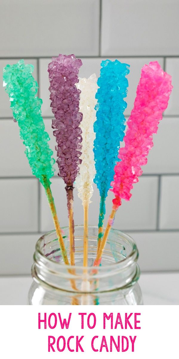 colorful candy sticks in a jar with the words how to make rock candy on it