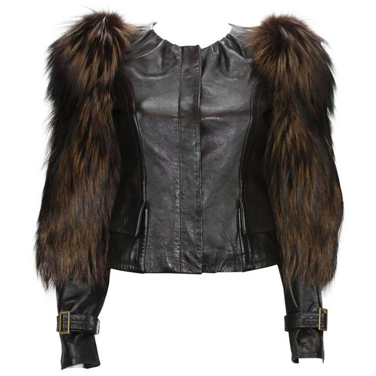 Tom Ford for Gucci Fox Fur Leather Jacket F/W 2003 Runway Collection Italian size 38 Color - Brown, 100% Real Fox , 100% Leather (super soft) Front Button Closure, Two Front Pockets Adjustable Side Straps on Sleeves - Close to Shoulders and on Cuffs Cuffs Zipper Closure, Fully Lined. Measurements: Length - 20 inches, Bust - 32", Waist - 28", Sleeve - 25". New Without Tag Made in Italy. Tom Ford Jacket, Tom Ford For Gucci, 2020s Fashion, Fox Jacket, 2003 Runway, Tom Ford Gucci, Gucci Jacket, Fox Fur Jacket, Fur Leather Jacket