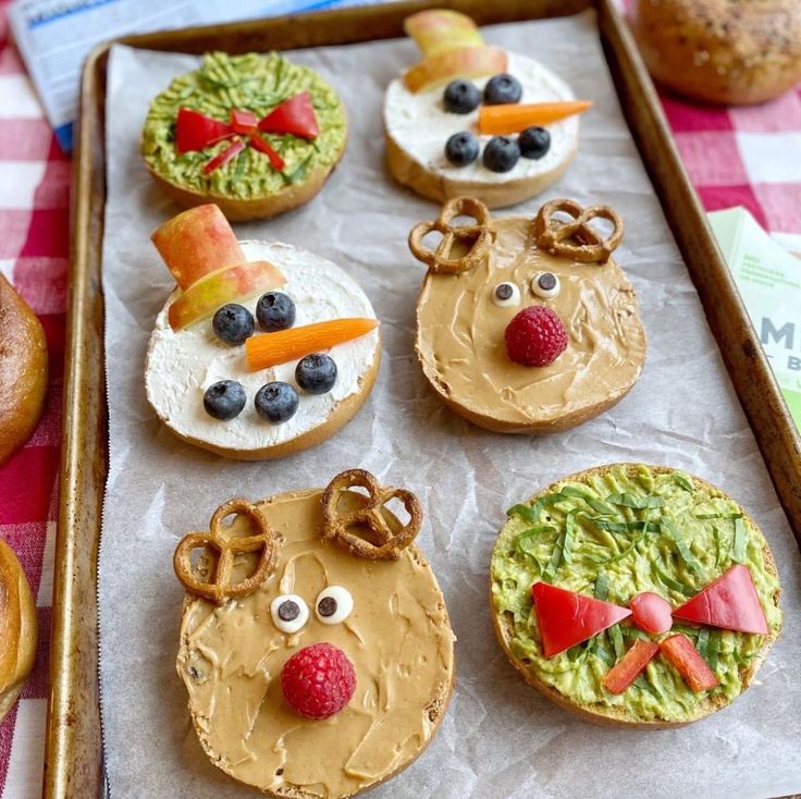 some food is sitting on a tray and ready to be eaten for the kids to eat