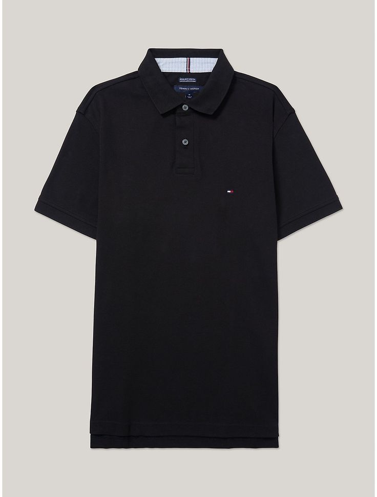 Tommy Hilfiger men’s polo. What we do best—our iconic polo spun from premium, stretch cotton for a comfortable fit. Part of our Adaptive Collection, designed for ease of dressing in classic Tommy style.  Material: 97% Better Cotton Initiative (bci) Cotton, 3% Elastane. Classic Black Tommy Hilfiger Top, Tommy Hilfiger Cotton Polo Shirt With Polo Collar, Tommy Hilfiger Cotton Polo Shirt, Classic Tommy Hilfiger Cotton Polo Shirt, Classic Tommy Hilfiger Collared Polo Shirt, Classic Tommy Hilfiger Collared Tops, Fit Logo, Tommy Hilfiger Man, Stretch Cotton