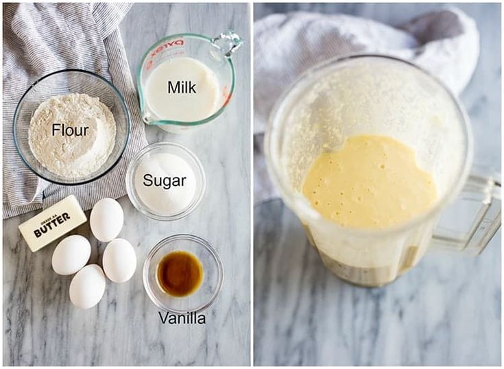 the ingredients to make an egg muffins are shown in separate pictures, including flour, sugar, and vanilla