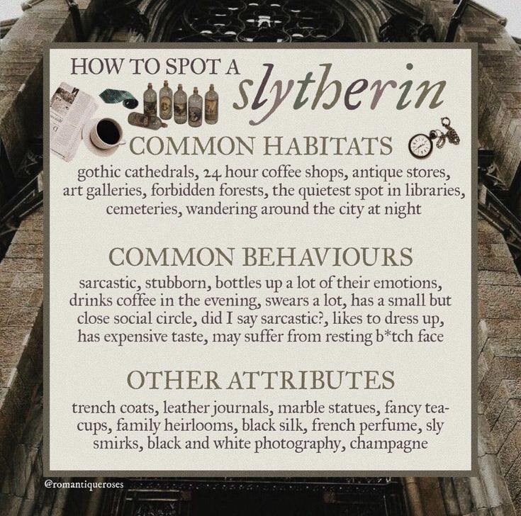 a sign on the side of a building that says how to spot a sytherin common habitats