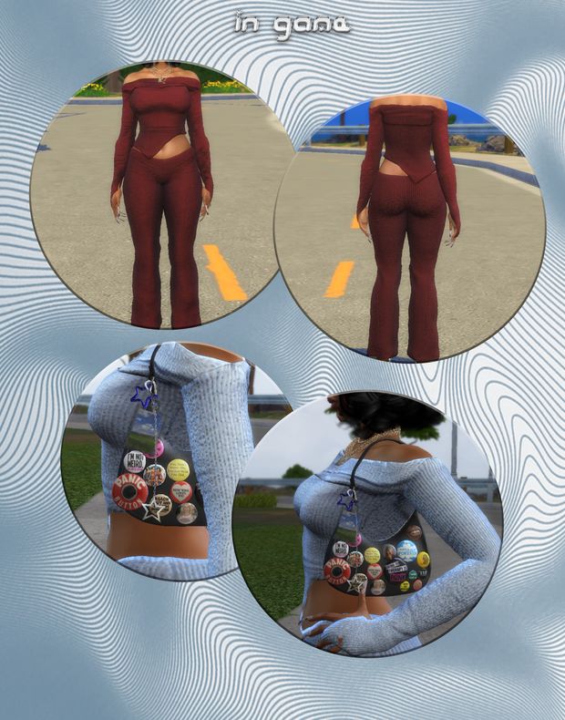 an animated image of a woman in a bodysuit with buttons on her chest and back