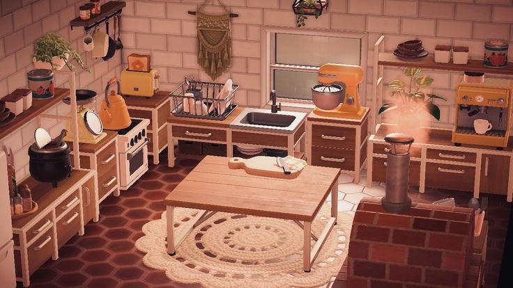 a small kitchen with lots of wooden furniture