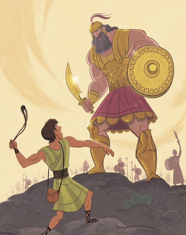 Little Gilead - GILEAD FRIENDS CHURCH David And Goliath Picture, David Bible Art, David Goliath Illustration, David And Goliath Illustration, David Bible Character, Bible Pictures For Kids, David And Goliath Drawing, David And Goliath Art, Bible Story Illustrations